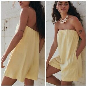 Free People Strapless Adalee Romper - Double Butter